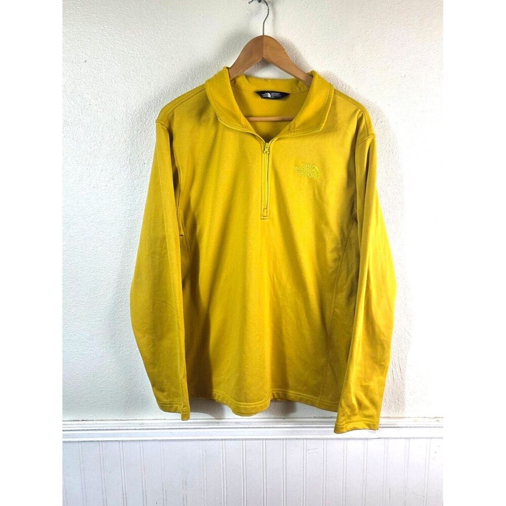 The North Face Mens Large Yellow 1/4 Zip Fleece Pullover TKA Long Sleeve Jacket
